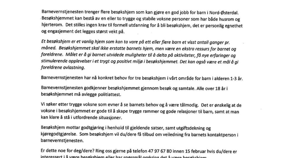 Lenke til artikkel: Vil du bli besøkshjem?